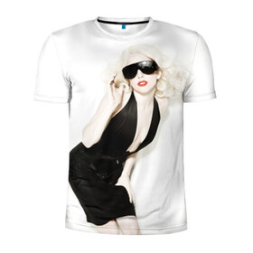 Мужская футболка 3D спортивная с принтом Lady Gaga в Екатеринбурге, 100% полиэстер с улучшенными характеристиками | приталенный силуэт, круглая горловина, широкие плечи, сужается к линии бедра | lady gaga | блондинка | звезда | знаменитость | леди гаага | певица | поп | эпатаж | эпатажная