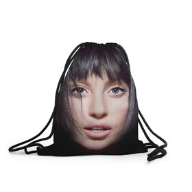 Рюкзак-мешок 3D с принтом Lady Gaga в Екатеринбурге, 100% полиэстер | плотность ткани — 200 г/м2, размер — 35 х 45 см; лямки — толстые шнурки, застежка на шнуровке, без карманов и подкладки | Тематика изображения на принте: 