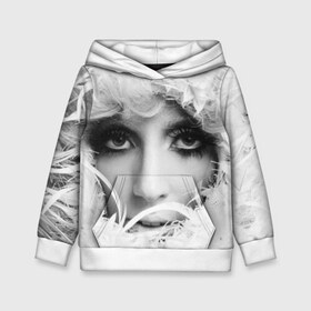 Детская толстовка 3D с принтом Lady Gaga в Екатеринбурге, 100% полиэстер | двухслойный капюшон со шнурком для регулировки, мягкие манжеты на рукавах и по низу толстовки, спереди карман-кенгуру с мягким внутренним слоем | lady gaga | белые | блондинка | звезда | знаменитость | леди гаага | певица | перья | поп | эпатаж | эпатажная