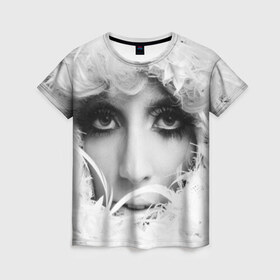 Женская футболка 3D с принтом Lady Gaga в Екатеринбурге, 100% полиэфир ( синтетическое хлопкоподобное полотно) | прямой крой, круглый вырез горловины, длина до линии бедер | lady gaga | белые | блондинка | звезда | знаменитость | леди гаага | певица | перья | поп | эпатаж | эпатажная