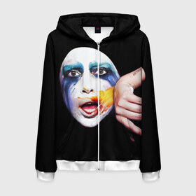 Мужская толстовка 3D на молнии с принтом Lady Gaga в Екатеринбурге, 100% полиэстер | длина до линии бедра, манжеты и пояс оформлены мягкой тканевой резинкой, двухслойный капюшон со шнурком для регулировки, спереди молния, по бокам два кармана | lady gaga | взгляд | звезда | знаменитость | леди гаага | певица | поп | портрет | эпатаж | эпатажная