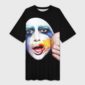 Платье-футболка 3D с принтом Lady Gaga в Екатеринбурге,  |  | lady gaga | взгляд | звезда | знаменитость | леди гаага | певица | поп | портрет | эпатаж | эпатажная