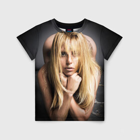 Детская футболка 3D с принтом Lady Gaga в Екатеринбурге, 100% гипоаллергенный полиэфир | прямой крой, круглый вырез горловины, длина до линии бедер, чуть спущенное плечо, ткань немного тянется | 