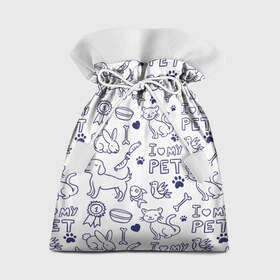 Подарочный 3D мешок с принтом Я люблю своих питомцев в Екатеринбурге, 100% полиэстер | Размер: 29*39 см | Тематика изображения на принте: животные | коты | любовь | собаки