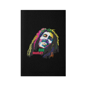 Обложка для паспорта матовая кожа с принтом Bob Marley в Екатеринбурге, натуральная матовая кожа | размер 19,3 х 13,7 см; прозрачные пластиковые крепления | Тематика изображения на принте: 2016 | арт | дизайн | зд | объем | поп | портреты