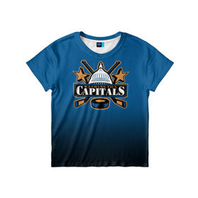 Детская футболка 3D с принтом Вашингтон Кэпиталз в Екатеринбурге, 100% гипоаллергенный полиэфир | прямой крой, круглый вырез горловины, длина до линии бедер, чуть спущенное плечо, ткань немного тянется | nhl | вашингтон кэпиталз | нхл | хоккеист | хоккей