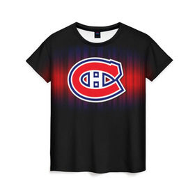 Женская футболка 3D с принтом Монреаль Канадиенс в Екатеринбурге, 100% полиэфир ( синтетическое хлопкоподобное полотно) | прямой крой, круглый вырез горловины, длина до линии бедер | nhl | монреаль канадиенс | нхл | хоккеист | хоккей