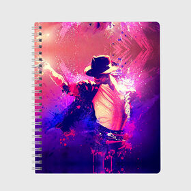 Тетрадь с принтом Michael Jackson в Екатеринбурге, 100% бумага | 48 листов, плотность листов — 60 г/м2, плотность картонной обложки — 250 г/м2. Листы скреплены сбоку удобной пружинной спиралью. Уголки страниц и обложки скругленные. Цвет линий — светло-серый
 | Тематика изображения на принте: джексон | майкл