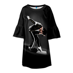 Детское платье 3D с принтом Michael Jackson в Екатеринбурге, 100% полиэстер | прямой силуэт, чуть расширенный к низу. Круглая горловина, на рукавах — воланы | Тематика изображения на принте: майкл джексон