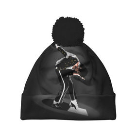 Шапка 3D c помпоном с принтом Michael Jackson в Екатеринбурге, 100% полиэстер | универсальный размер, печать по всей поверхности изделия | майкл джексон