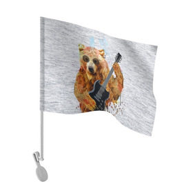 Флаг для автомобиля с принтом Медведь с гитарой в Екатеринбурге, 100% полиэстер | Размер: 30*21 см | гитара
