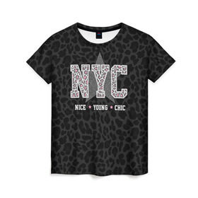 Женская футболка 3D с принтом NYC в Екатеринбурге, 100% полиэфир ( синтетическое хлопкоподобное полотно) | прямой крой, круглый вырез горловины, длина до линии бедер | chick | meow | nice | nyc | swag | young | девушке | киса | киска | львица | мода | мяу | свэг | тигрица