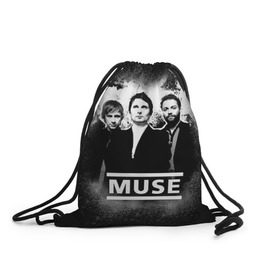 Рюкзак-мешок 3D с принтом Muse в Екатеринбурге, 100% полиэстер | плотность ткани — 200 г/м2, размер — 35 х 45 см; лямки — толстые шнурки, застежка на шнуровке, без карманов и подкладки | heavy | metal | muse | rock | trash | альтернатива | метал | рок | хеви