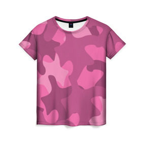Женская футболка 3D с принтом Розовый камуфляж в Екатеринбурге, 100% полиэфир ( синтетическое хлопкоподобное полотно) | прямой крой, круглый вырез горловины, длина до линии бедер | army | military | армия