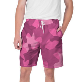 Мужские шорты 3D с принтом Розовый камуфляж в Екатеринбурге,  полиэстер 100% | прямой крой, два кармана без застежек по бокам. Мягкая трикотажная резинка на поясе, внутри которой широкие завязки. Длина чуть выше колен | army | military | армия