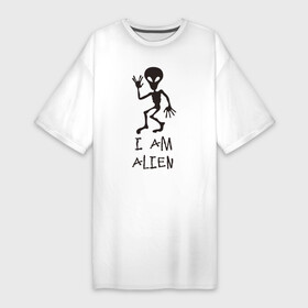 Платье-футболка хлопок с принтом Alien в Екатеринбурге,  |  | инопланетянин | нло | прикол | пришелец | юмор