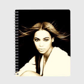 Тетрадь с принтом Beyonce в Екатеринбурге, 100% бумага | 48 листов, плотность листов — 60 г/м2, плотность картонной обложки — 250 г/м2. Листы скреплены сбоку удобной пружинной спиралью. Уголки страниц и обложки скругленные. Цвет линий — светло-серый
 | beyonce | бейонсе | музыка