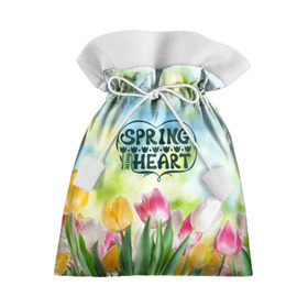 Подарочный 3D мешок с принтом Весна в моем сердце в Екатеринбурге, 100% полиэстер | Размер: 29*39 см | heart | весенний макет с тюльпанами поднимет настроение вам и окружающимspring | весна | сердце | тюльпан | цветы