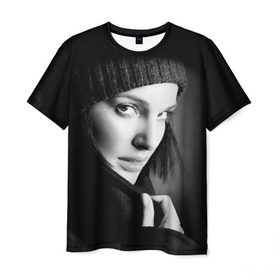 Мужская футболка 3D с принтом Натали Портман в Екатеринбурге, 100% полиэфир | прямой крой, круглый вырез горловины, длина до линии бедер | natalie portman | актриса | американская | кинорежиссёр | натали портман | продюсер | сценарист