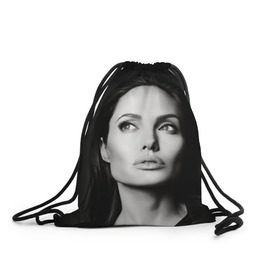 Рюкзак-мешок 3D с принтом Анжелина Джоли в Екатеринбурге, 100% полиэстер | плотность ткани — 200 г/м2, размер — 35 х 45 см; лямки — толстые шнурки, застежка на шнуровке, без карманов и подкладки | angelina jolie | американская актриса | анжелина джоли | режиссёр | фотомодель | ценарист