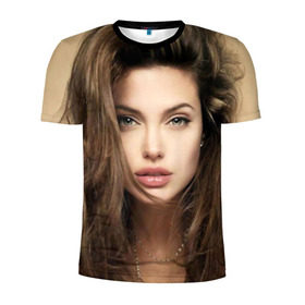Мужская футболка 3D спортивная с принтом Анжелина Джоли в Екатеринбурге, 100% полиэстер с улучшенными характеристиками | приталенный силуэт, круглая горловина, широкие плечи, сужается к линии бедра | angelina jolie | американская актриса | анжелина джоли | режиссёр | фотомодель | ценарист