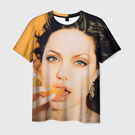 Мужская футболка 3D с принтом Анжелина Джоли в Екатеринбурге, 100% полиэфир | прямой крой, круглый вырез горловины, длина до линии бедер | angelina jolie | американская актриса | анжелина джоли | режиссёр | фотомодель | ценарист