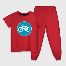 Детская пижама хлопок с принтом Велосипедный знак в Екатеринбурге, 100% хлопок |  брюки и футболка прямого кроя, без карманов, на брюках мягкая резинка на поясе и по низу штанин
 | велосипед | велосипедный знак приятного цвета.знак | спорт | экстрим