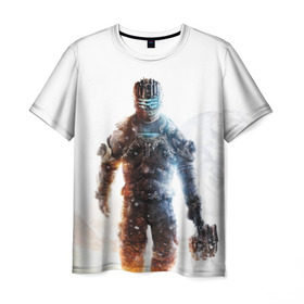Мужская футболка 3D с принтом Isaac Clark в Екатеринбурге, 100% полиэфир | прямой крой, круглый вырез горловины, длина до линии бедер | dead | horror | isaac clark | space | игра | космос