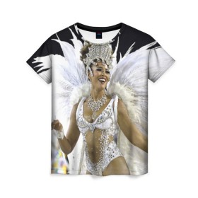 Женская футболка 3D с принтом Карнавал в Рио в Екатеринбурге, 100% полиэфир ( синтетическое хлопкоподобное полотно) | прямой крой, круглый вырез горловины, длина до линии бедер | бразилия