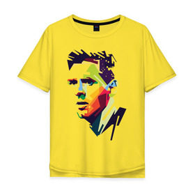 Мужская футболка хлопок Oversize с принтом Леонель Месси в Екатеринбурге, 100% хлопок | свободный крой, круглый ворот, “спинка” длиннее передней части | argentina | messi | wpap | аргентина | лео | лионель
