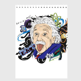 Скетчбук с принтом Einstein в Екатеринбурге, 100% бумага
 | 48 листов, плотность листов — 100 г/м2, плотность картонной обложки — 250 г/м2. Листы скреплены сверху удобной пружинной спиралью | einstein | emc2 | наука | теория | физика | эйнштейн