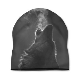Шапка 3D с принтом Воющий волк в Екатеринбурге, 100% полиэстер | универсальный размер, печать по всей поверхности изделия | animal