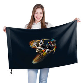 Флаг 3D с принтом Motorcycle Racing в Екатеринбурге, 100% полиэстер | плотность ткани — 95 г/м2, размер — 67 х 109 см. Принт наносится с одной стороны | motocross | motorcycle racing | мотоцикл