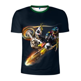 Мужская футболка 3D спортивная с принтом Motorcycle Racing в Екатеринбурге, 100% полиэстер с улучшенными характеристиками | приталенный силуэт, круглая горловина, широкие плечи, сужается к линии бедра | motocross | motorcycle racing | мотоцикл