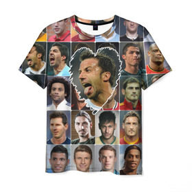 Мужская футболка 3D с принтом Алессандро Дель Пьеро - лучший в Екатеринбурге, 100% полиэфир | прямой крой, круглый вырез горловины, длина до линии бедер | alessandro del piero | алессандро дель пьеро | лучшие футболисты | любимые игроки | самые крутые | сердце | футбол | я люблю