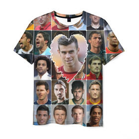 Мужская футболка 3D с принтом Гарет Бэйл - лучший в Екатеринбурге, 100% полиэфир | прямой крой, круглый вырез горловины, длина до линии бедер | gareth bale | гарет бэйл | лучшие футболисты | любимые игроки | самые крутые | сердце | футбол | я люблю
