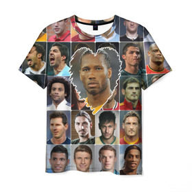 Мужская футболка 3D с принтом Дидье Дрогба - лучший в Екатеринбурге, 100% полиэфир | прямой крой, круглый вырез горловины, длина до линии бедер | didier drogba | дидье дрогба | лучшие футболисты | любимые игроки | самые крутые | сердце | футбол | я люблю