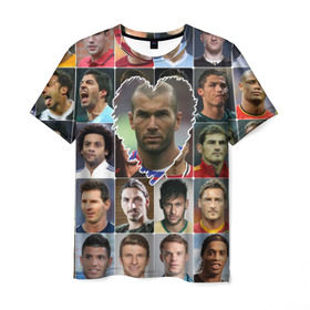 Мужская футболка 3D с принтом Зинедин Зидан - лучший в Екатеринбурге, 100% полиэфир | прямой крой, круглый вырез горловины, длина до линии бедер | zinedine zidane | зинедин зидан | лучшие футболисты | любимые игроки | самые крутые | сердце | футбол | я люблю