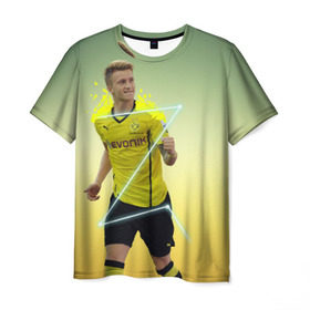 Мужская футболка 3D с принтом Marco Reus в Екатеринбурге, 100% полиэфир | прямой крой, круглый вырез горловины, длина до линии бедер | marco | reus | боруссия | германия | дортмунд | марко