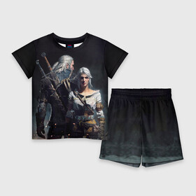 Детский костюм с шортами 3D с принтом Geralt and Ciri в Екатеринбурге,  |  | Тематика изображения на принте: ciri | gerald | roach | wild hunt | witcher | ведьмак | ведьмы | геральд | дикая охота | йен | йеннифер | плотва | цири