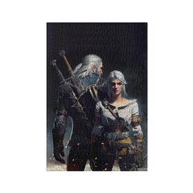 Обложка для паспорта матовая кожа с принтом Geralt and Ciri в Екатеринбурге, натуральная матовая кожа | размер 19,3 х 13,7 см; прозрачные пластиковые крепления | ciri | gerald | roach | wild hunt | witcher | ведьмак | ведьмы | геральд | дикая охота | йен | йеннифер | плотва | цири