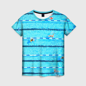 Женская футболка 3D с принтом Бассейн в Екатеринбурге, 100% полиэфир ( синтетическое хлопкоподобное полотно) | прямой крой, круглый вырез горловины, длина до линии бедер | плавание | спорт