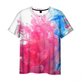 Мужская футболка 3D с принтом Взрыв красок в Екатеринбурге, 100% полиэфир | прямой крой, круглый вырез горловины, длина до линии бедер | Тематика изображения на принте: краски | розовый | яркий