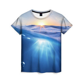 Женская футболка 3D с принтом Под водой в Екатеринбурге, 100% полиэфир ( синтетическое хлопкоподобное полотно) | прямой крой, круглый вырез горловины, длина до линии бедер | 