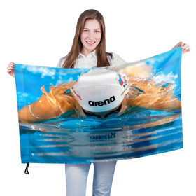 Флаг 3D с принтом Пловец в Екатеринбурге, 100% полиэстер | плотность ткани — 95 г/м2, размер — 67 х 109 см. Принт наносится с одной стороны | плавание | спорт