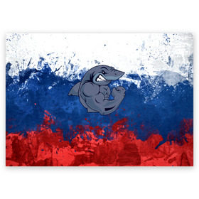 Поздравительная открытка с принтом Акула в Екатеринбурге, 100% бумага | плотность бумаги 280 г/м2, матовая, на обратной стороне линовка и место для марки
 | плавание | россия | русский | спорт