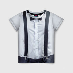 Детская футболка 3D с принтом Рубашка с подтяжками в Екатеринбурге, 100% гипоаллергенный полиэфир | прямой крой, круглый вырез горловины, длина до линии бедер, чуть спущенное плечо, ткань немного тянется | бабочка