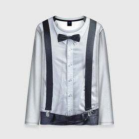 Мужской лонгслив 3D с принтом Рубашка с подтяжками в Екатеринбурге, 100% полиэстер | длинные рукава, круглый вырез горловины, полуприлегающий силуэт | бабочка