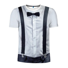 Мужская футболка 3D спортивная с принтом Рубашка с подтяжками в Екатеринбурге, 100% полиэстер с улучшенными характеристиками | приталенный силуэт, круглая горловина, широкие плечи, сужается к линии бедра | бабочка