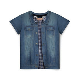 Детская футболка 3D с принтом Джинсовка в Екатеринбурге, 100% гипоаллергенный полиэфир | прямой крой, круглый вырез горловины, длина до линии бедер, чуть спущенное плечо, ткань немного тянется | джинсовка | костюм | одежда | рубашка